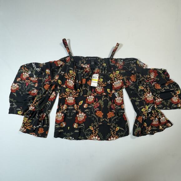 INC International Concepts Boho Floral Off Shoulder Bell Sleeve Top M NWT - Picture 1 of 6